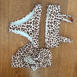 Cheetah print Bikini with cover skirt